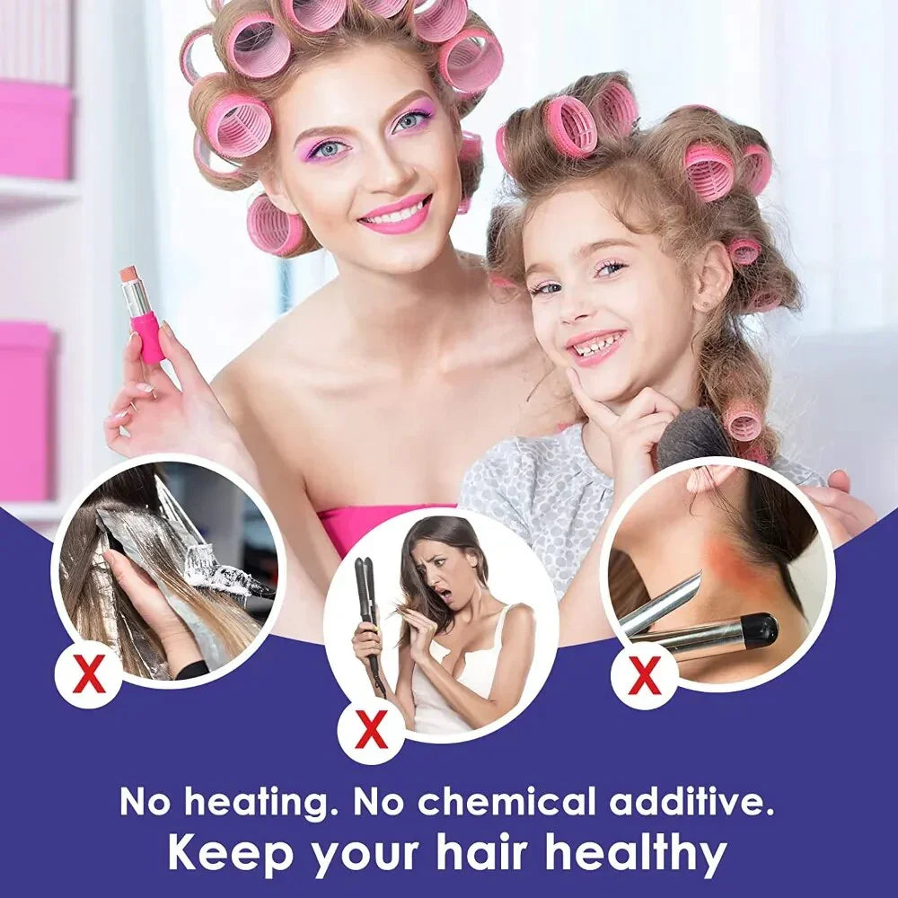 Self-Grip Hair Rollers Heatless Hair Curlers No Heat Hair Bang Volume Self-adhesive Hook &amp Loop DIY Styling Tool Random Color LUXLIFE BRANDS