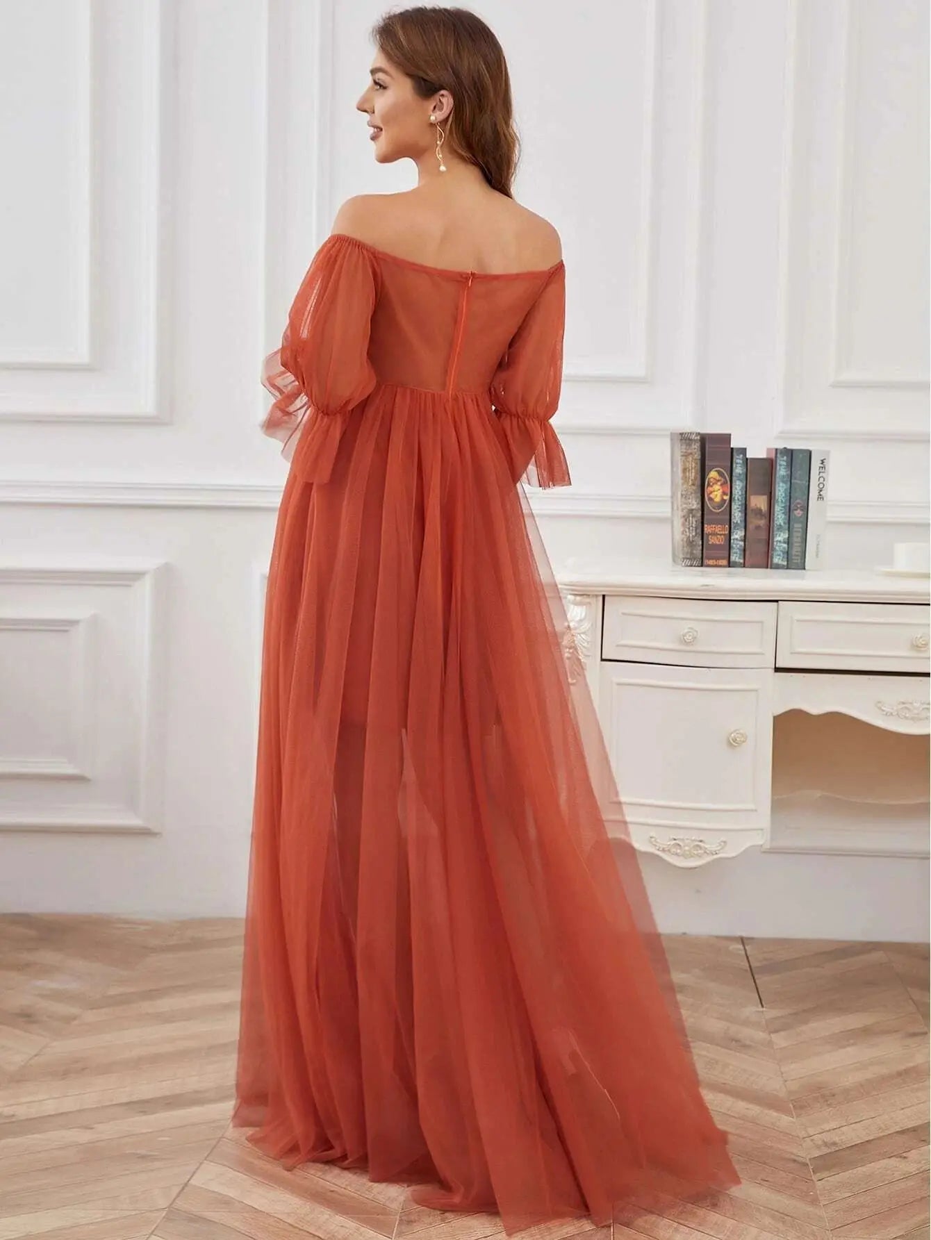 Maternity Tulle Chiffon Long Dress