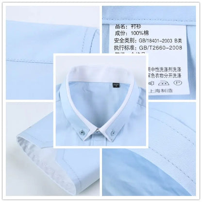 TFETTERS Newest Cotton Men Shirt Casual Shirt Long Sleeve Solid Color Regular Fit Plus Size Men&#39;s Shirts