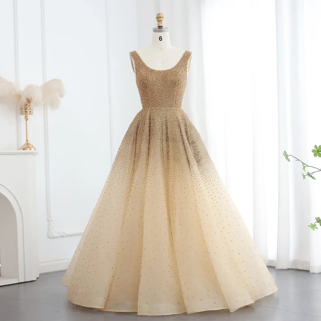 Sharon Said Sparkly Crystal Burgundy Ball Gown Evening Dresses Luxury Dubai Gold Dress for Women Wedding Prom SS208 Customized