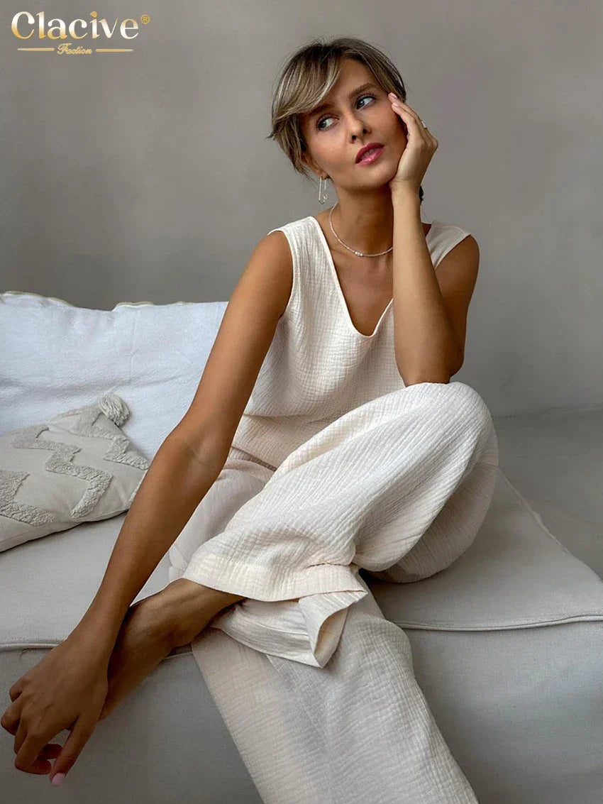 Sunday Cotton Wide Leg Loungewear LUXLIFE BRANDS