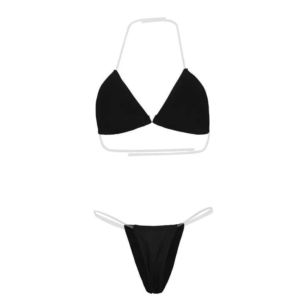 Cheap Ladies Bikini Set New Fashion Women'S Swimsuit Sexy Simple Transparent Strap Biquini Set Casual Thin Slim Beachwear Luxlife Brands