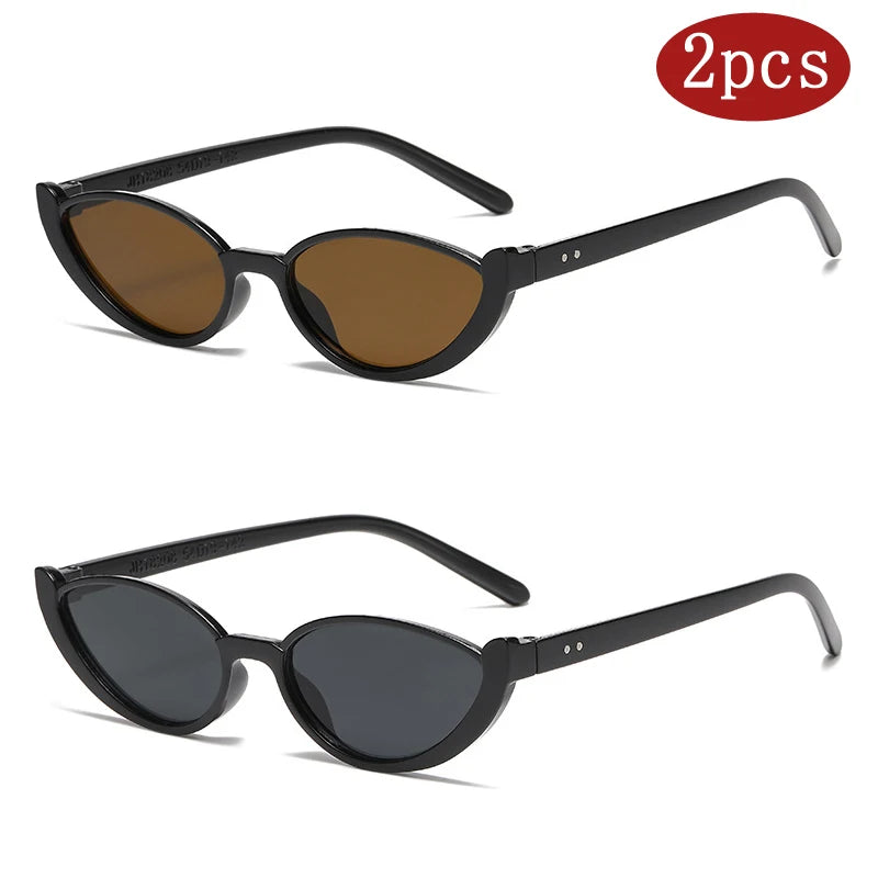 Hiking 2pcs Vintage Cat Eye Anti Light Glasses Half-frame Glasses Fashion Brand Design UV400 Eyewear Accessories Goggle