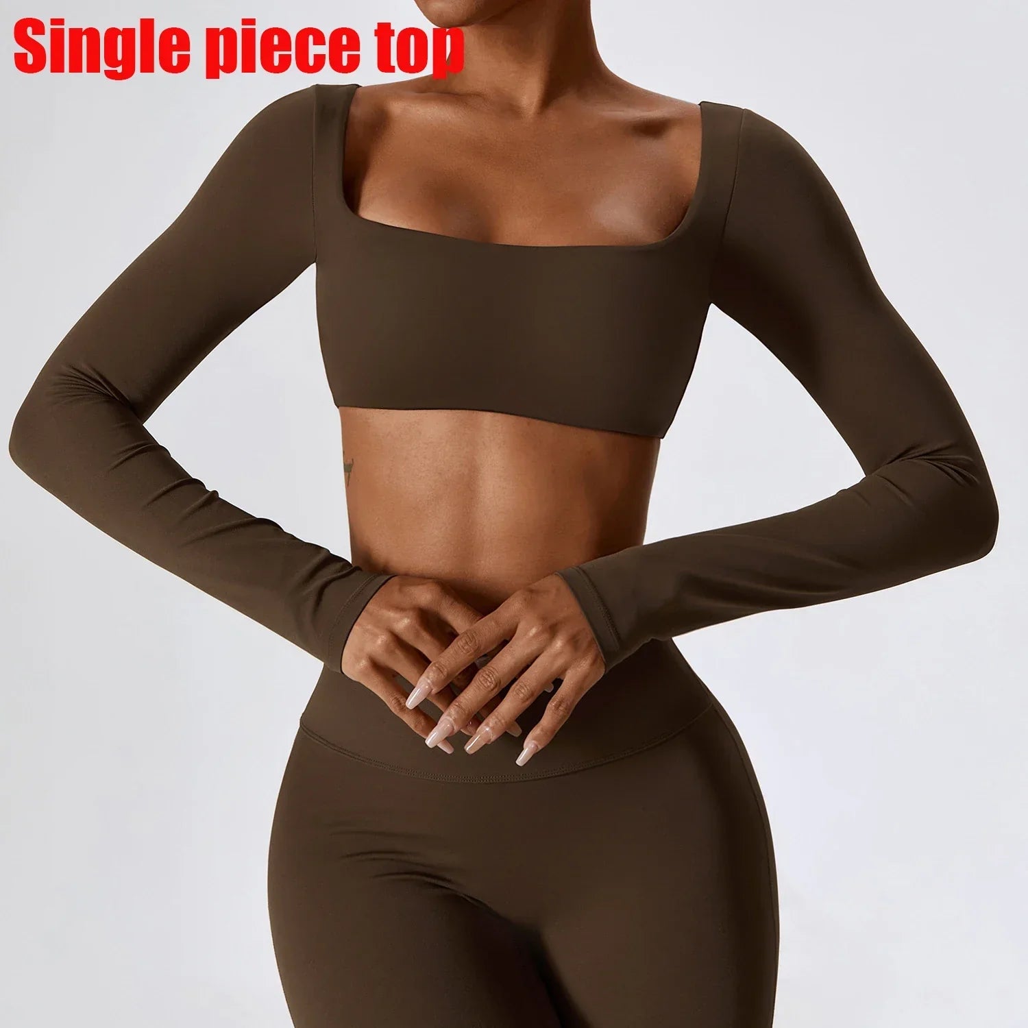 Yoga Shirts Fitness Long Sleeve Women Sport Crop Top Women Square Neck Gym Top Yoga T-Shirt Clothing Casual Quick Dry Sportswear