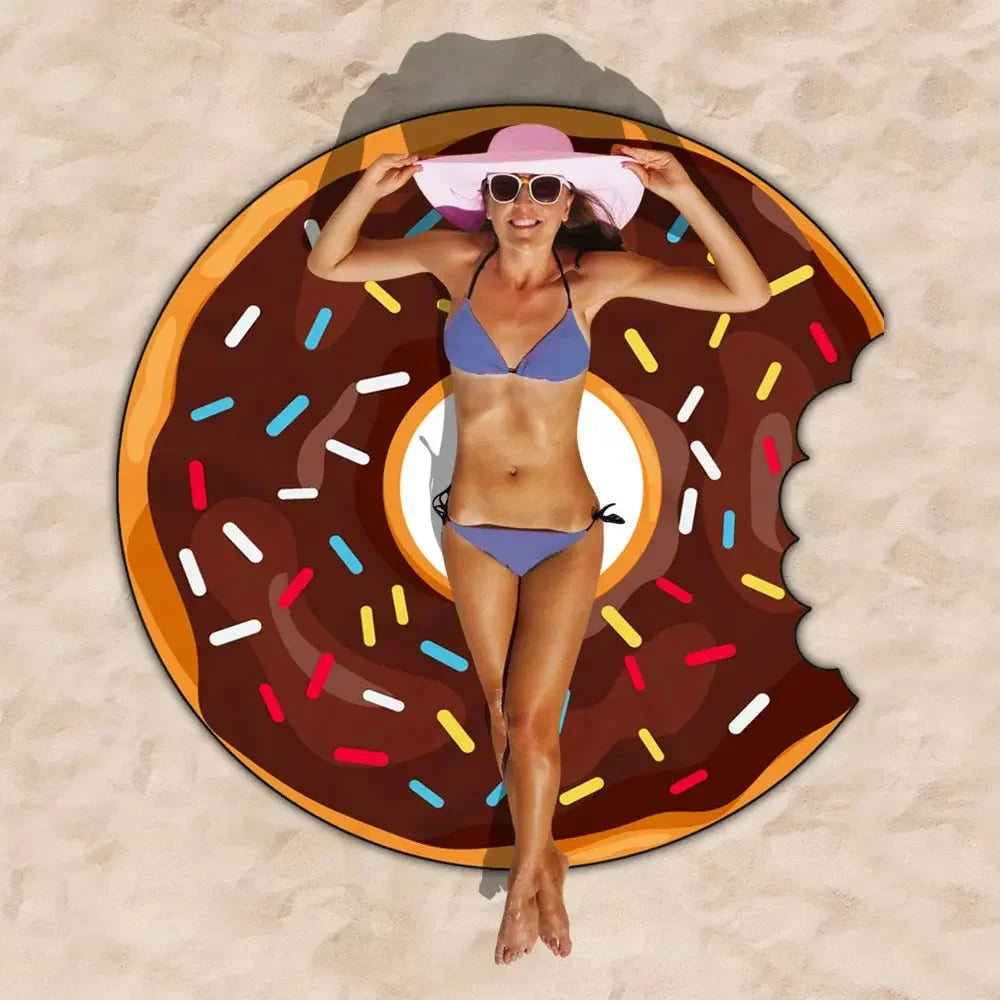 Donut Beach Mat Shaped Swimming Towels Beach Towel Irregular Towel Material Doughnut Mat Bath Towel Bath Robe Travel Towel Camp