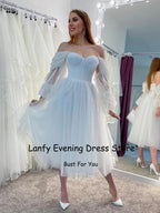 Tulle Little White Wedding Dresses 2023 Sweetheart A-line Short Bride Gowns Tulle Mid Civil Wedding Dress Engagement Skirts LUXLIFE BRANDS