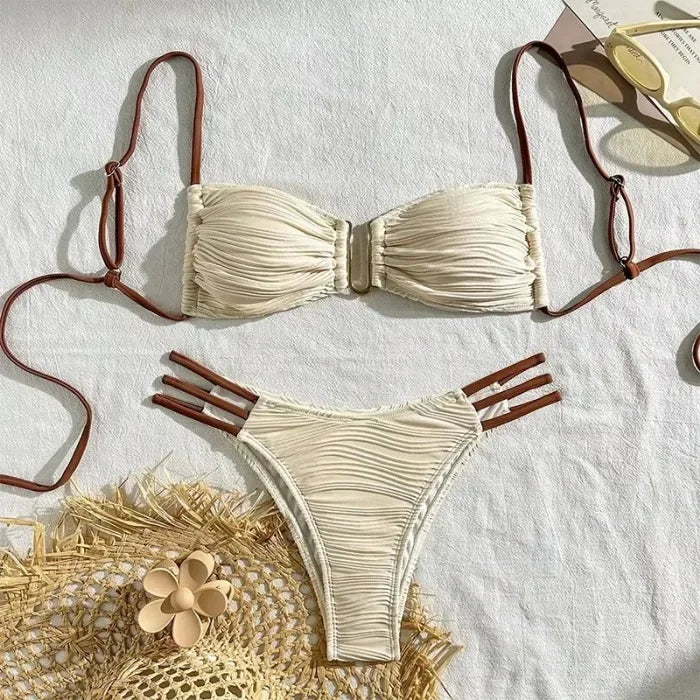 Italia Textured Low Rise Bikini Luxlife Brands