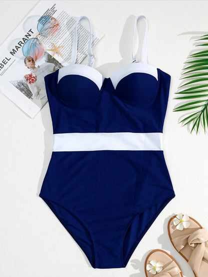 Patchwork One-Piece Push Up Swimsuit for Women Sexy Backless Anti Wear Monokini Swimwear 2023 Bathing Suit Beachwear