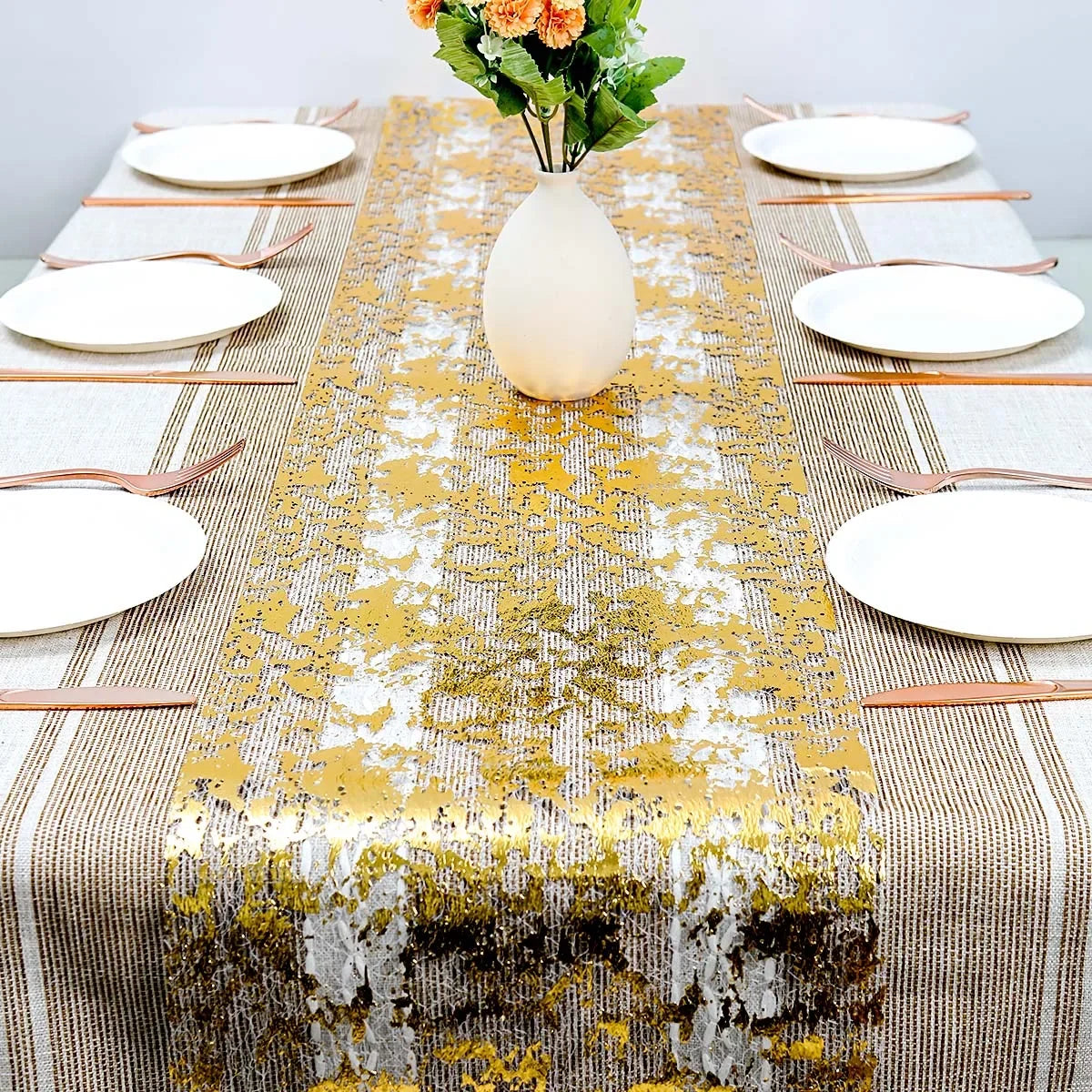 Sparkle Metallic Gold Thin Table Runner Luxlife Brands