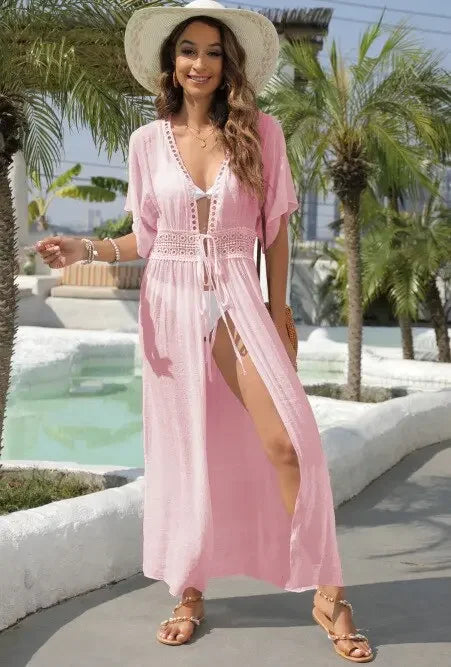 Long Swim Beach Dress White Cardigan Cover Ups for Swimwear Women 2023 Robe Drawstring Black Maxi Coverup 2022 Summer Outlet S L