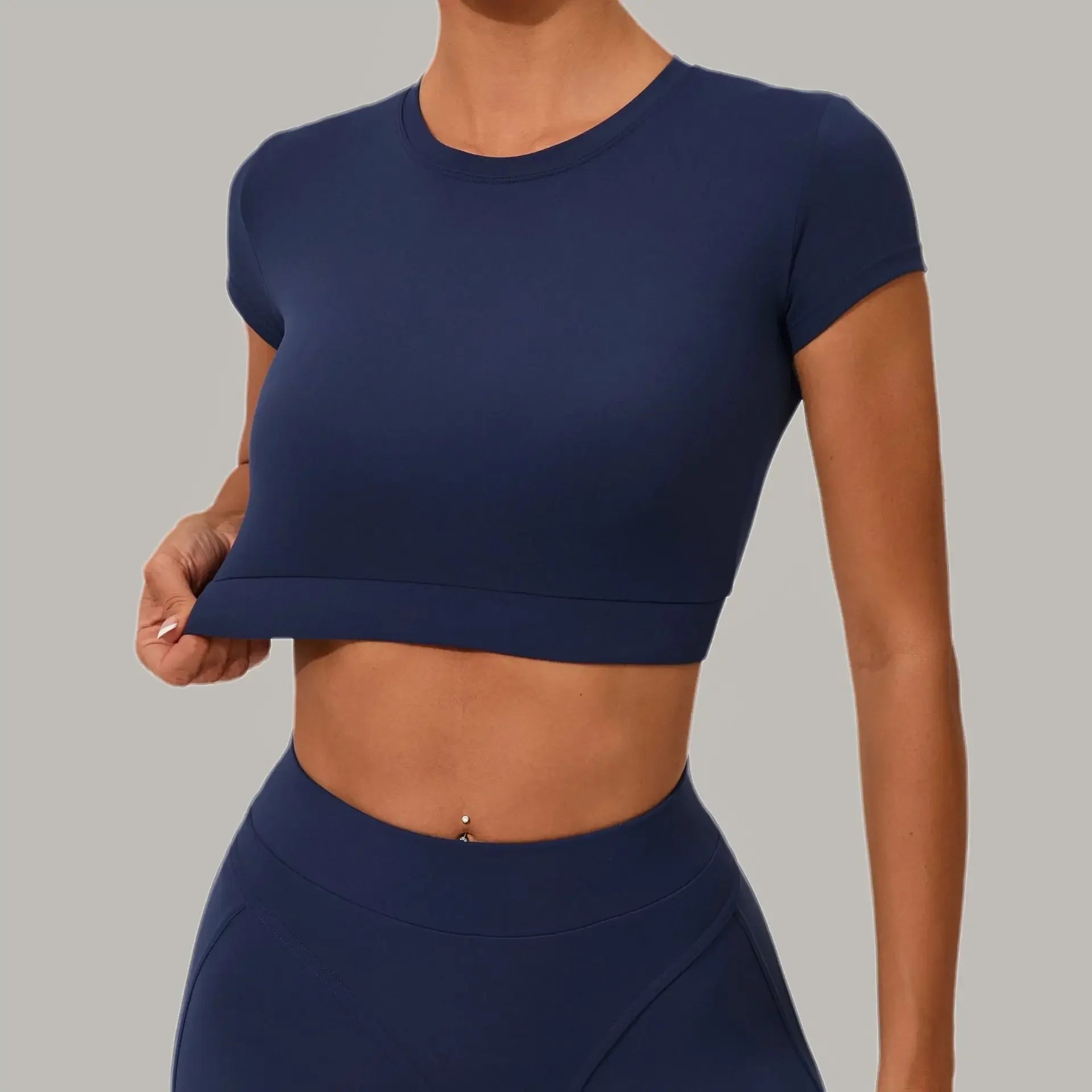 Yoga T-shirt Women's Short Sleeved Sports T-shirt Quick Drying Workout Short Sleeved Pilates Running Tights Exercise Fitness Top