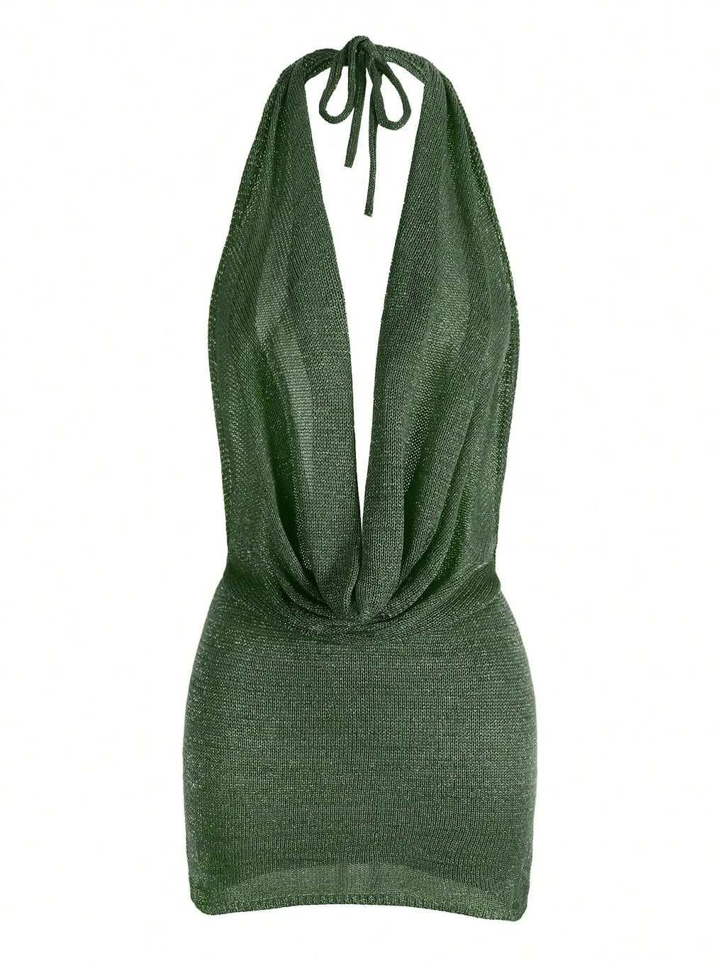 2026 Women New Year Bright Silk Dresses Sexy Stacked V Halter Neck Backless Knit Beach Mini Dress Summer Swimsuit Cover Up K145 Luxlife Brands