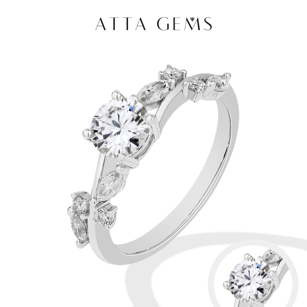 LUX FINE JEWELRY | Moissanite Round Cut 0.8ct D Color VVS1 925 SS Engagement Ring