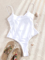 Miyouj Solid Color Swimwear Women's Swimsuit Bandage One Piece Suit High Waist Beachwear High Cut Bathsuit Hollow Out Swimsuits Luxlife Brands