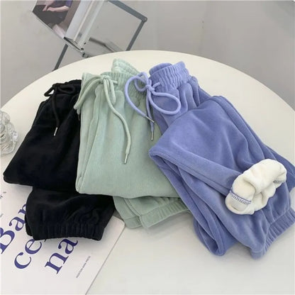 Autumn Winter Women Casual Sports Pants Fashion Fleece Warm Sweatpants Baggy Thick Joggers Trousers Female Sporting Clothing