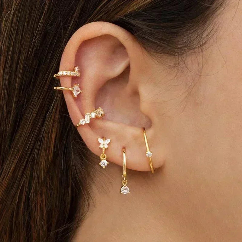 Luxury white crystal zircon earrings 925 sterling silver ear needles Hoop gold earrings For women Fashion Luxury Wedding Jewelry Luxlife Brands