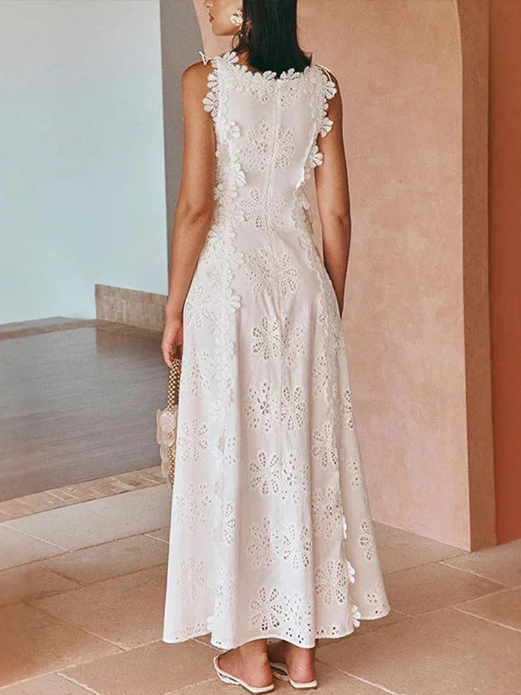 Maria Embroidered Summer Maxi Dress