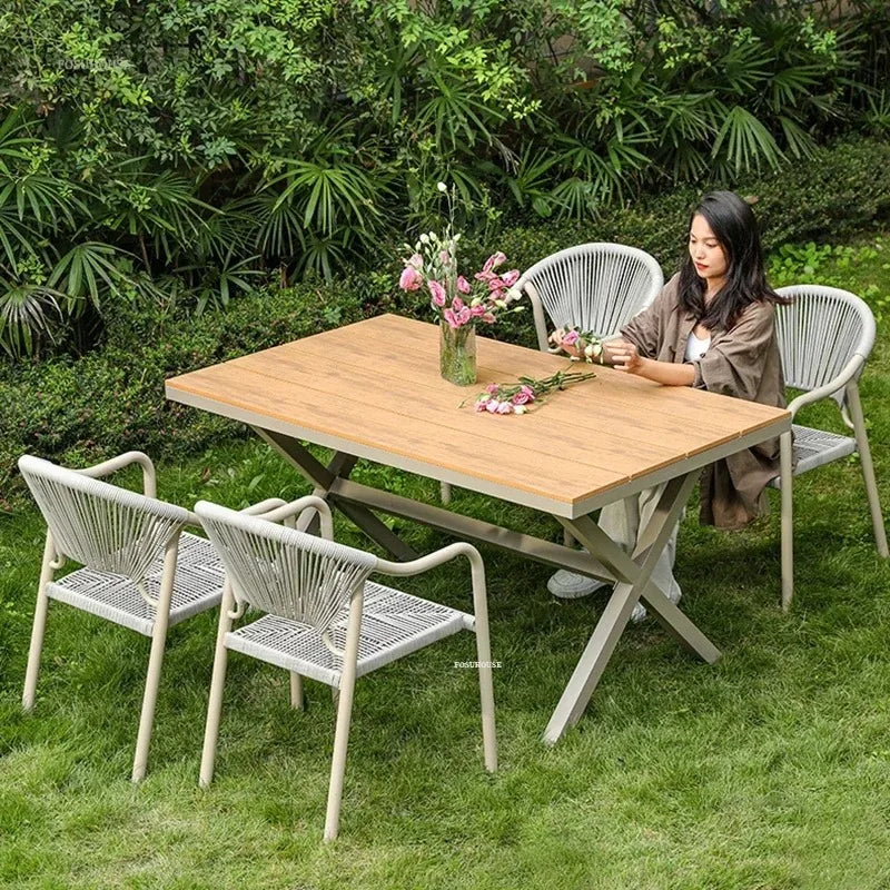 Nordic Garden Furniture Sets Hotel Patio Furniture Outdoor Set Creative Designer Waterproof Sun Protection Outdoor Chairs Tables