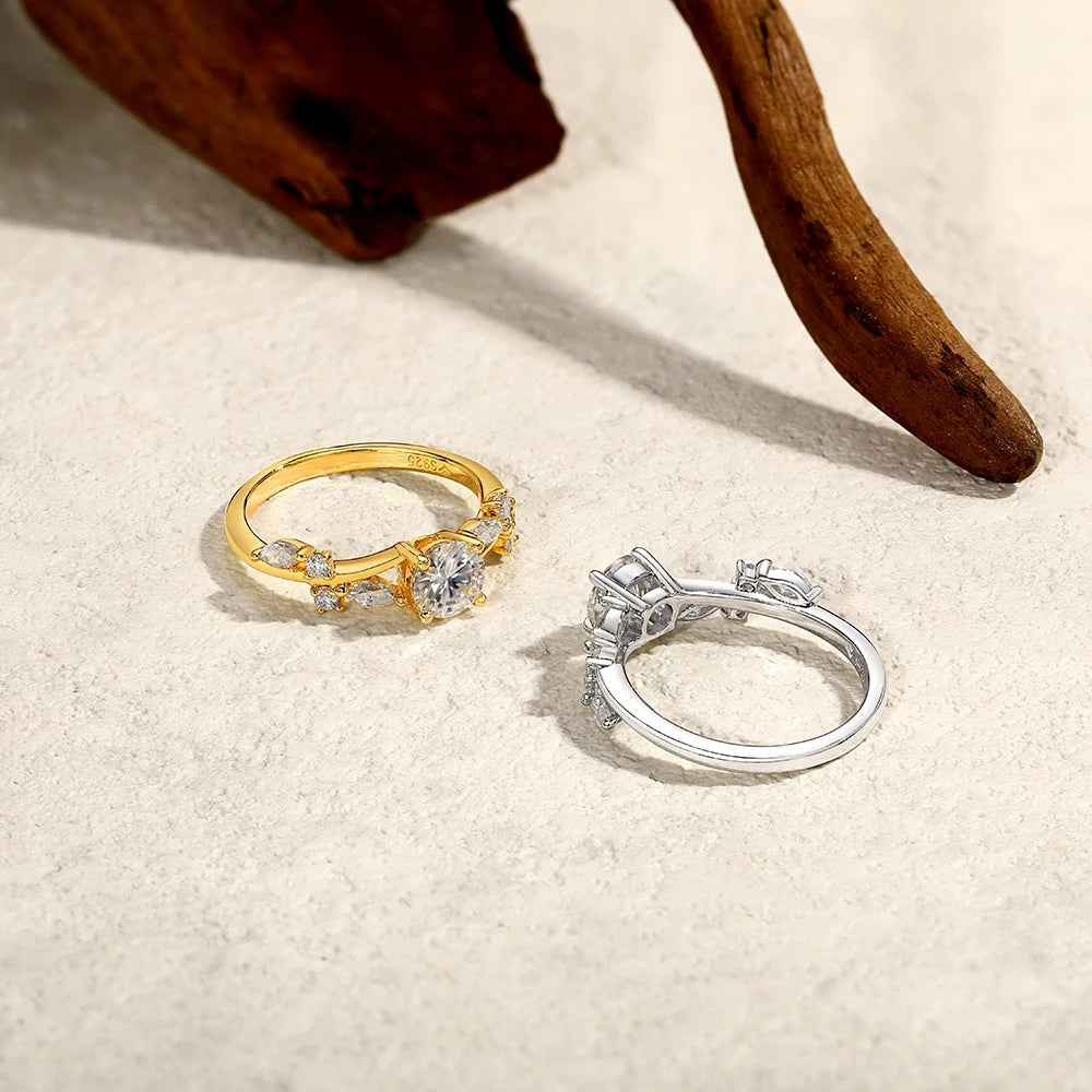 LUX FINE JEWELRY | Moissanite Round Cut 0.8ct D Color VVS1 925 SS Engagement Ring Luxlife Brands