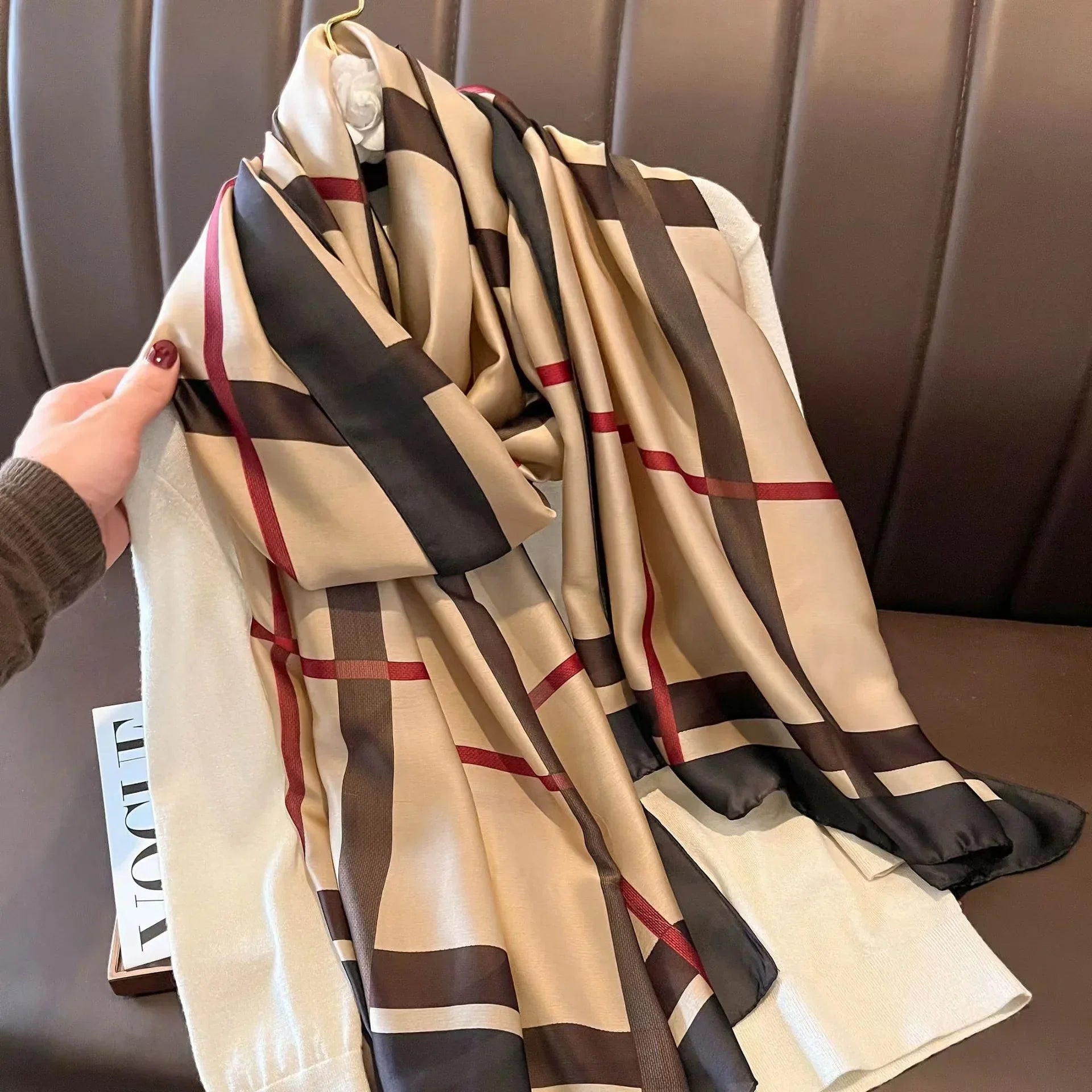 180*90cm Luxury Brand Spring Summer Autumn Women Clothing New Fashion Color matching printed silk scarf lady popular turba
