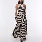 Summer Women Stripe Guest Mermaid Dress Elegant Halter Backless Corset Slim Cocktail Party Evening Celebrity Dress Prom Gown Luxlife Brands