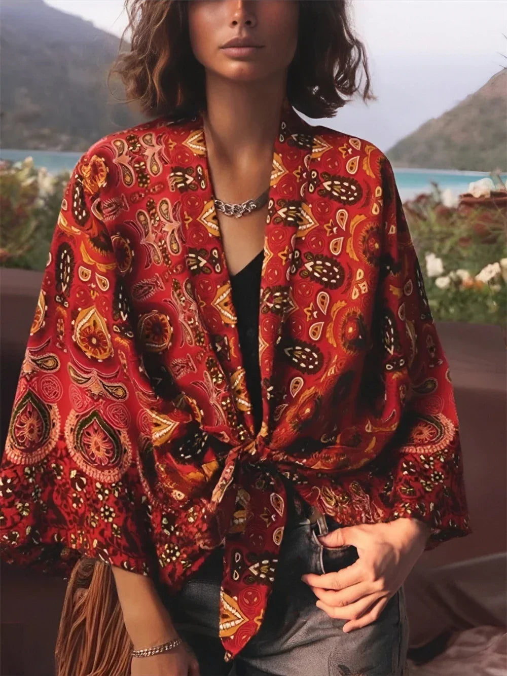 Vintage Boho Kimono Bikini Cover Up