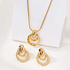 Metal Round Wire Post Earrings Pendant Necklace Set For Women Fashion Jewelry Punk Styles Trendy Daily Accessories Gifts MQ505 Luxlife Brands