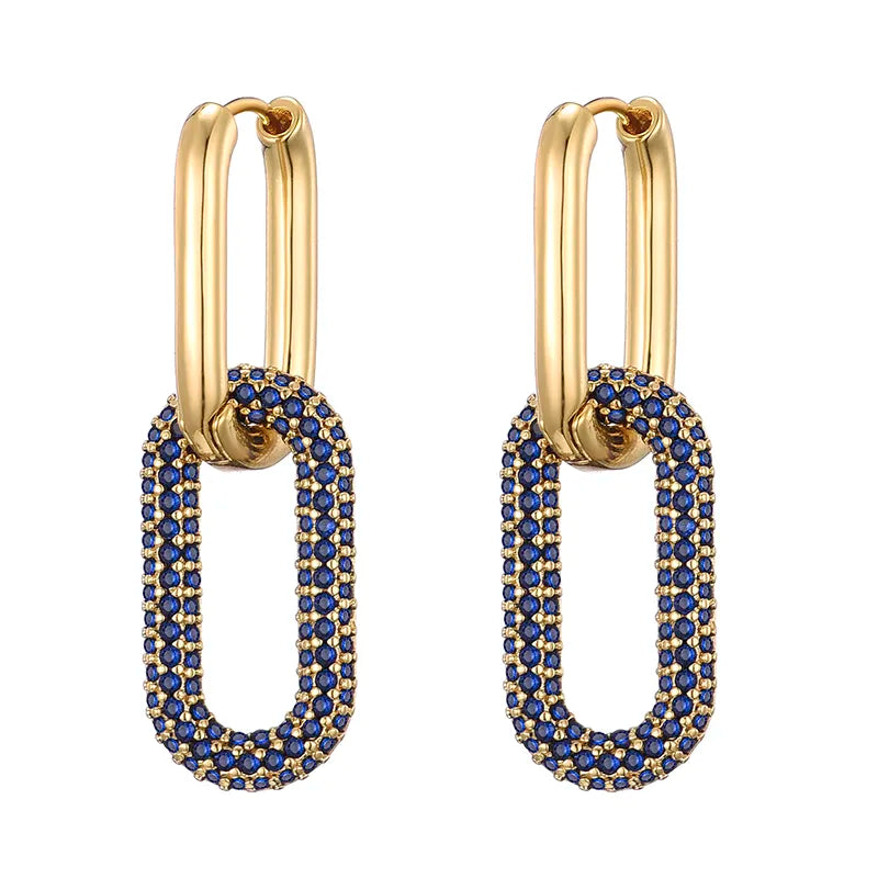 LOVBEAFAS Brand Gold Color Geometric Oval Rectangle Hoop Earrings For Women Zircon Wedding Jewelry Elegant Female Dangle Earings LUXLIFE BRANDS