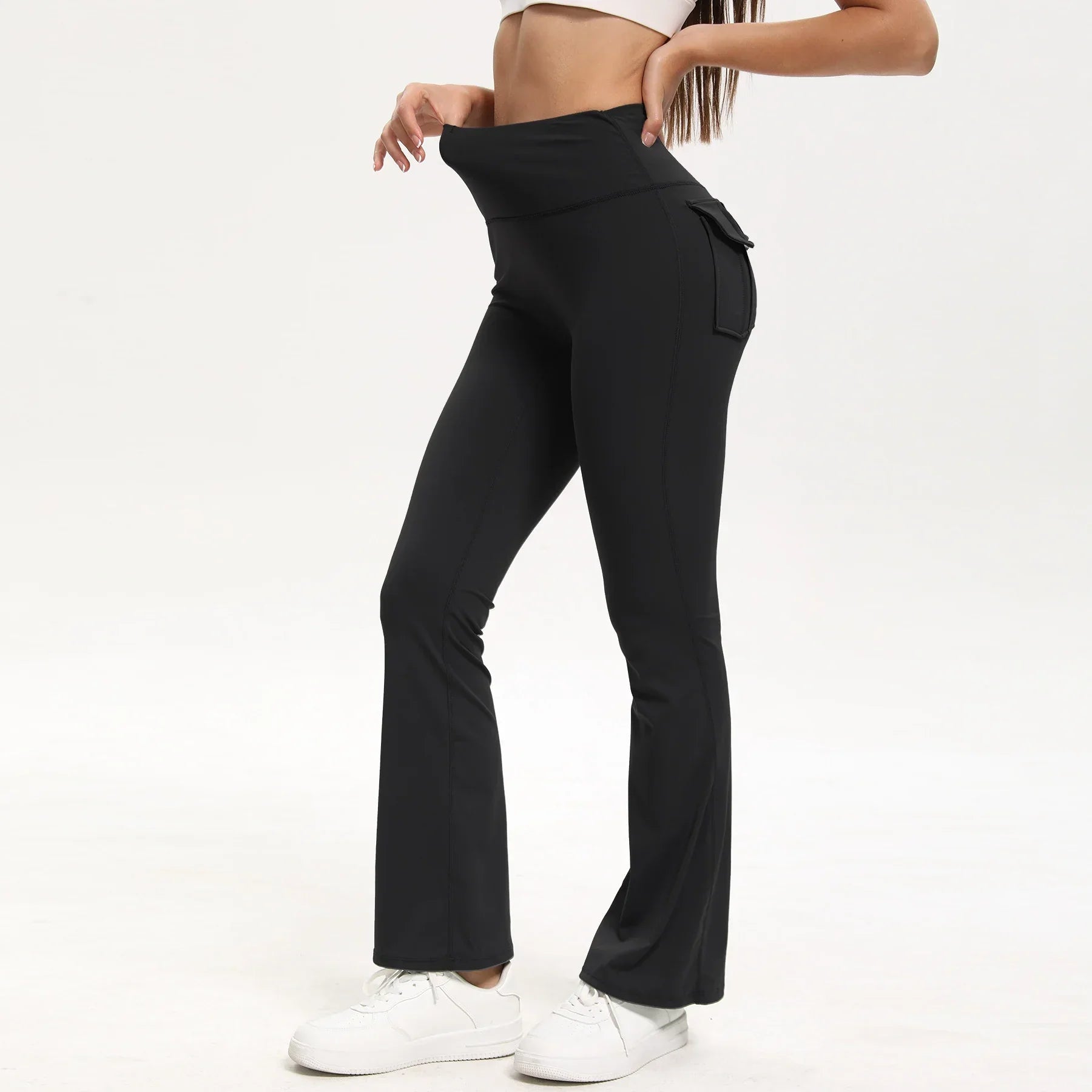 Women's Flare Leggings with Pockets High Waisted Butt Lifting No Front Seam Tummy Control Bootcut Yoga Pants for Women Luxlife Brands