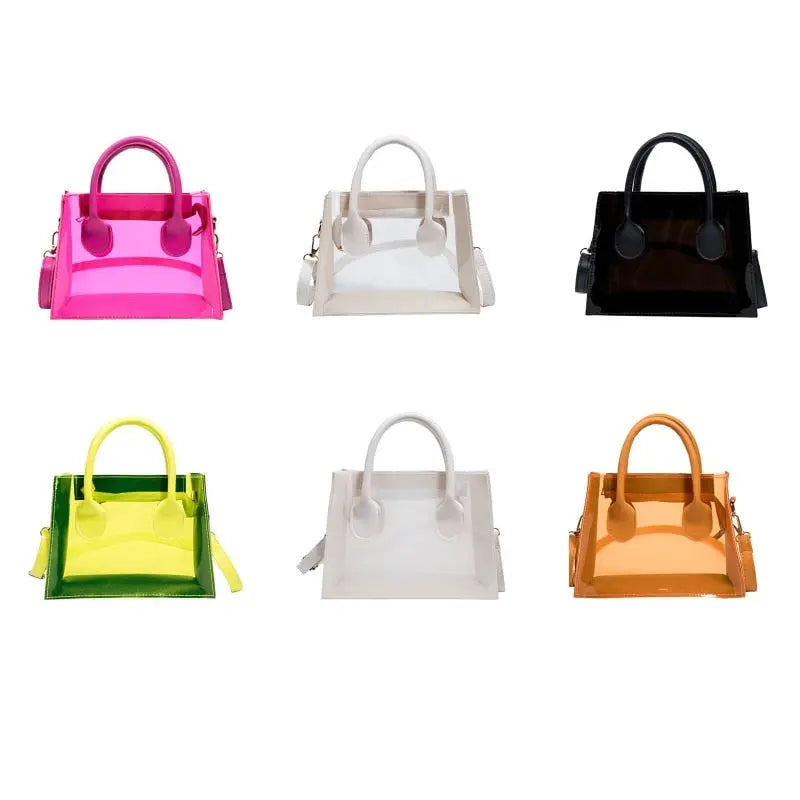 Fashion PVC Jelly Bag Women Transparent Handbag Summer Beach Clear Shoulder Bags