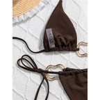 Sexy Halter Metal Rings High Leg Cut Bikini Female Swimsuit Women Swimwear Two-pieces Bikini set Bather Bathing Suit Swim V6564 Luxlife Brands