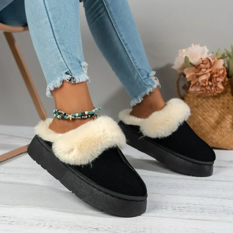 Platform Suede Fur Slippers LUXLIFE BRANDS