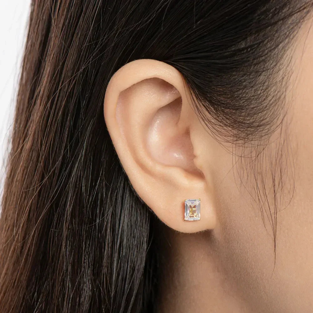 Emerald Cut Moissanite Earrings for Women 0.5 - 2ct D Color Lab Grow Diamond with GRA s925 Sterling Silver Trendy Stud Earring Luxlife Brands