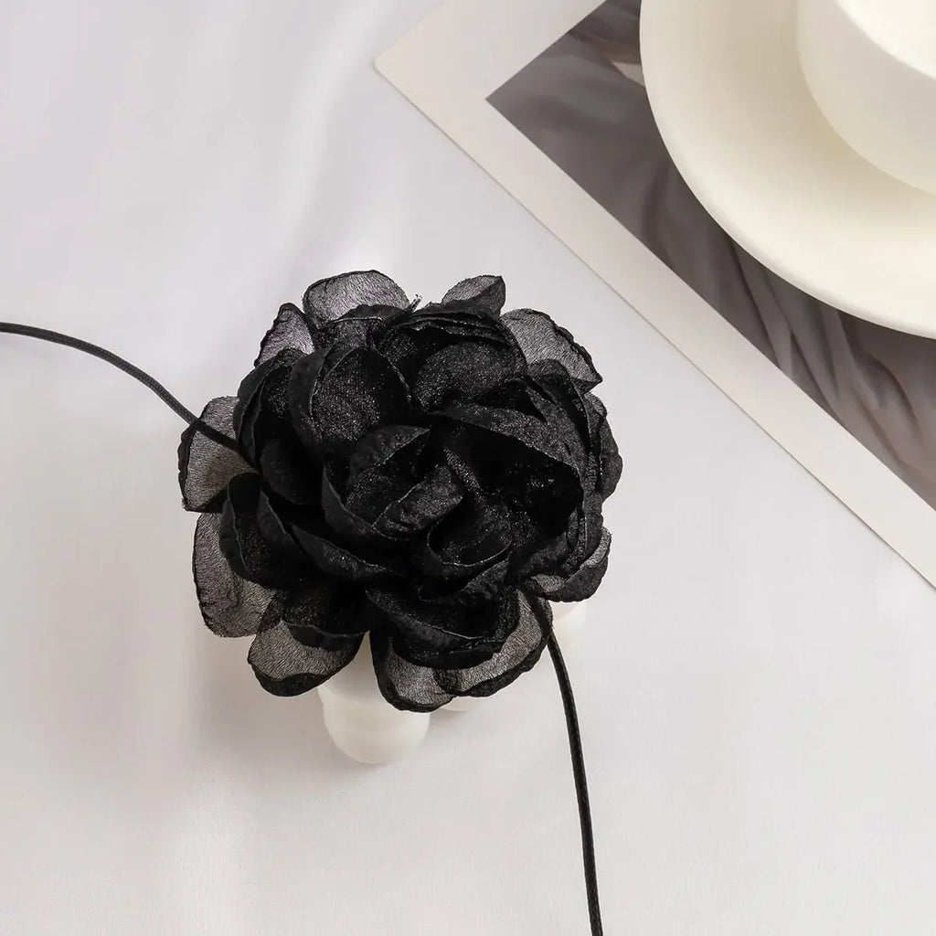 Long Rope with Big Flower Choker Necklace for Women Elegant Lace-up Rope Chain Necklace on Neck 2023 Fashion Jewelry Accessories