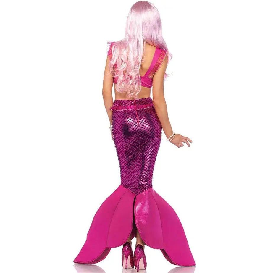 Halloween Mermaid Witch Costume Cosplay Stage Dress Evening Dress Adult Wrap Up Dress