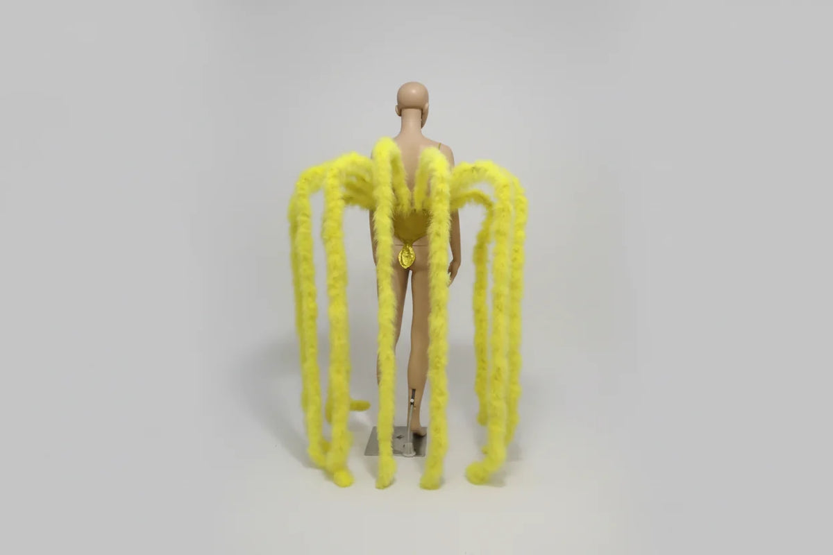 Long Feather Waterfall Backpiece Costume Accessory