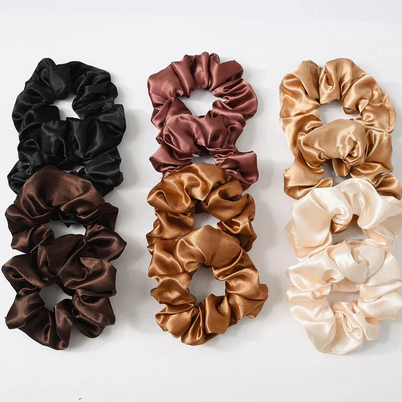 Silk Satin Scrunchies Headband Large Elastic Rubber Hair Band Women Gilr Ponytail Holder Hair Ties Accessories Satin Hair Rope LUXLIFE BRANDS