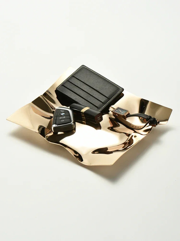 Wave Shape Tray Silver Stainless Steel Storage Plate Gold Entrance Key Container Nordic Snack Dish Decorative trays Home Accesso