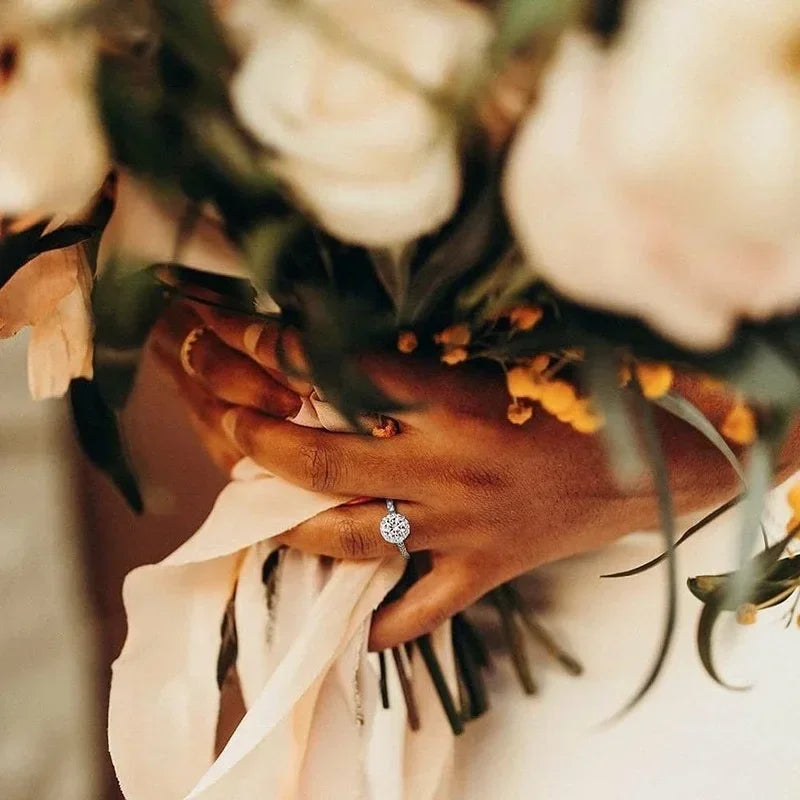 Tigrade 925 Sterling Silver Rings Round 1.25CT Halo CZ Engagement Rings for Women Cubic Zirconia Wedding Bands Promise Rings