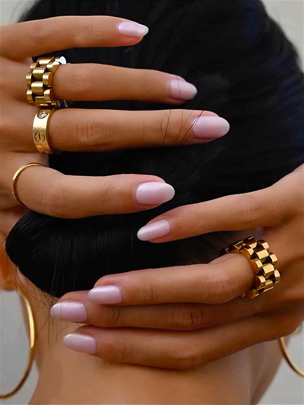 Peri'sbox Solid Gold Pvd Plated Bold Wide Thick Ring for Women Chunky Link Chain Stainless Steel Strap Finger Rings Jewelry