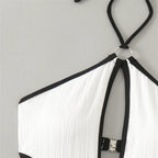 Sexy White Backless Swimwear Women 2024 One Piece Swimsuit Hollow Out Monokini Bathing Suit String Halter Swimming Wear Bather Luxlife Brands