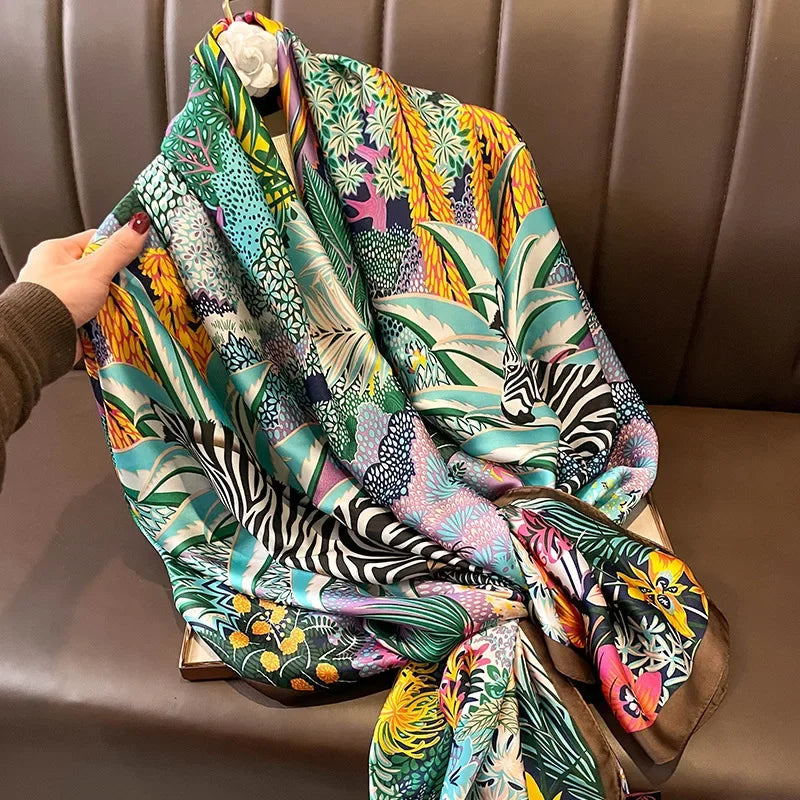 Spring Scarf Women's Luxury Design Scarf Silk Smooth Scarf Soft Muslim Headband Shawl Beach 85x180cm Luxlife Brands