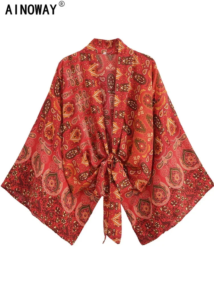 Vintage Boho Kimono Bikini Cover Up