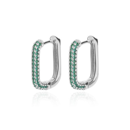 Luxury Zircon Black Hoop Earrings For Women Stainless Steel Square Earring Trending 2023 Wedding Aesthetic Jewelry Gift Bff