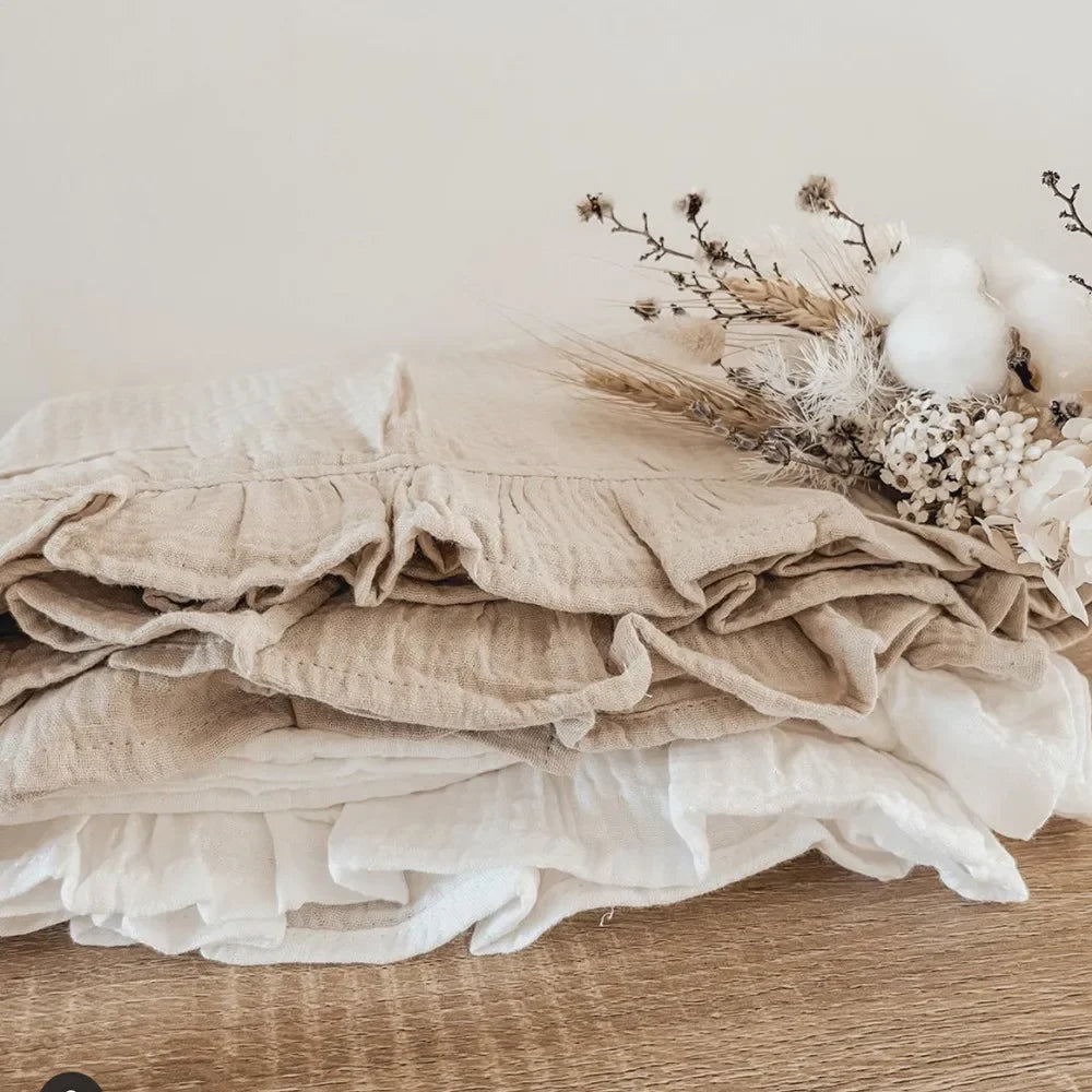 INS Ruffled Muslin Baby Swaddle Blankets for New Born Infant Bedding Organic Baby Accessories Newborn Receive Blanket Cotton Luxlife Brands