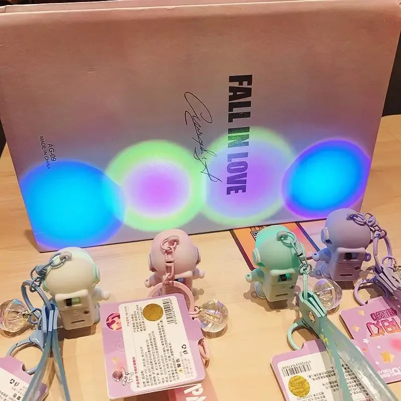 Cartoon Spaceman Light Glowing Keychain Sunset Light Luminous Keychain Female Cute Space Astronaut Couple Key Chain Bag Hanging LUXLIFE BRANDS
