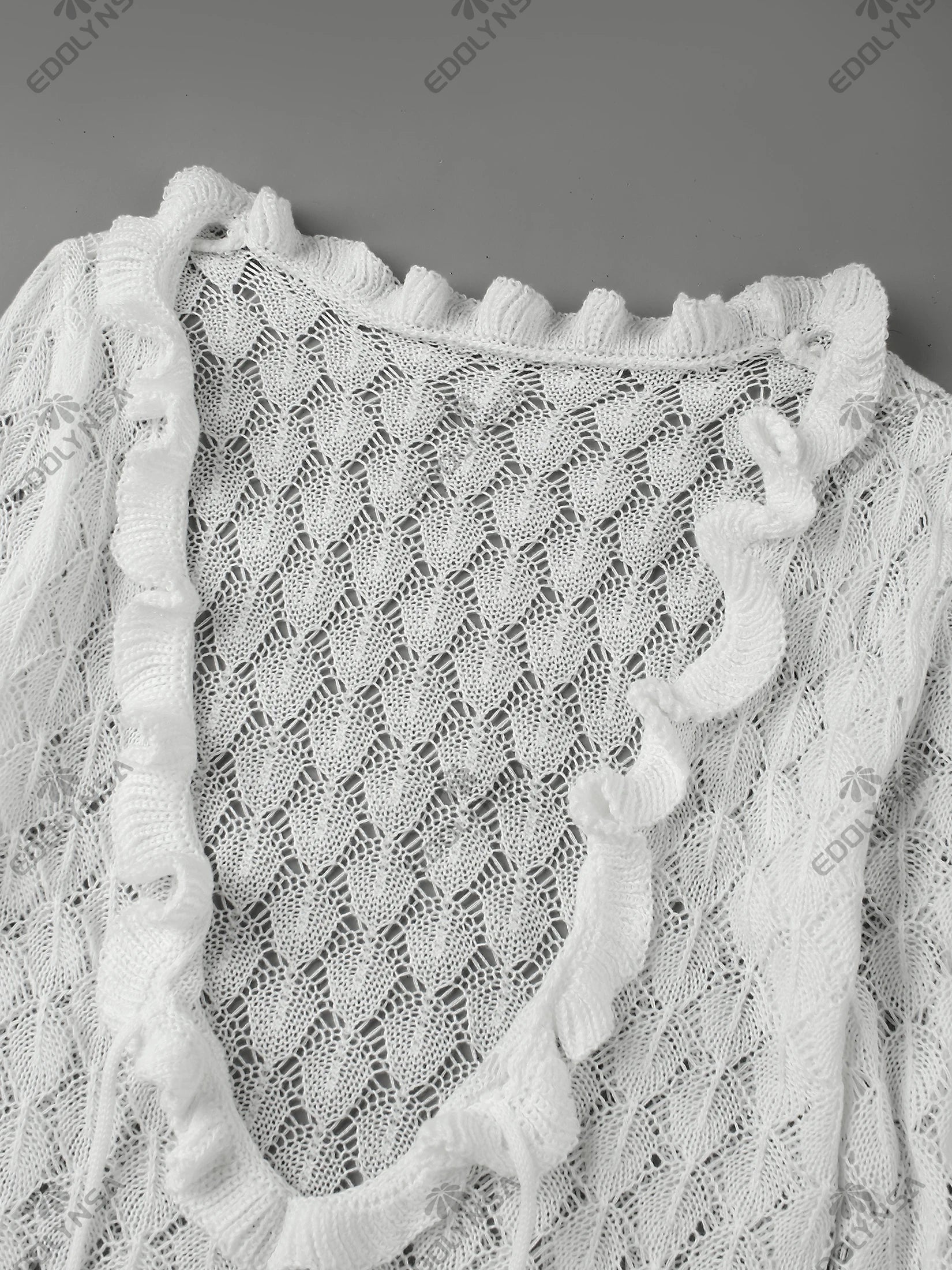 Sexy Frill Big V Neck Hollow Out Long Sleeve Maxi Dress Summer 2025 Feminine Swimwear Bikini Cover Up Women Holiday Outfits K221 Luxlife Brands