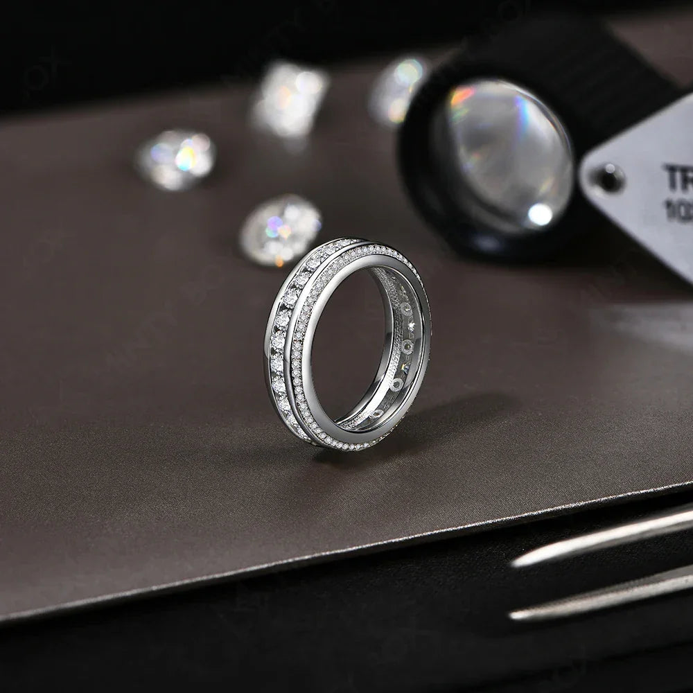 S925 Sterling Silver Moissanite Ring D VVS1 Lab Grown Diamond 1.68ctw