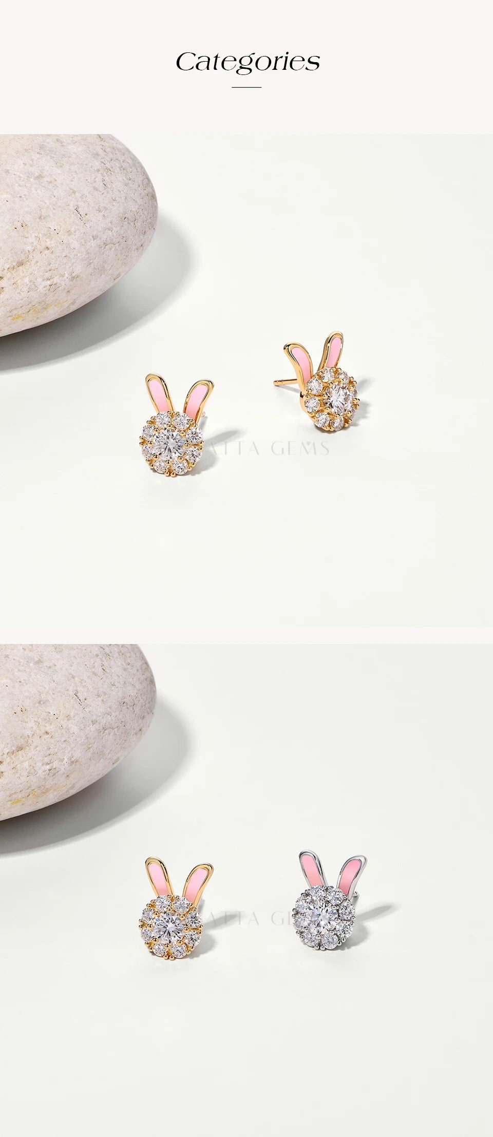 ATTAGEMS S925 Sterling Silver Moissanite Diamond Earrings Enamel Design Rabbit Shape For Women Girls Birthday Gifts Fine Jewelry Luxlife Brands