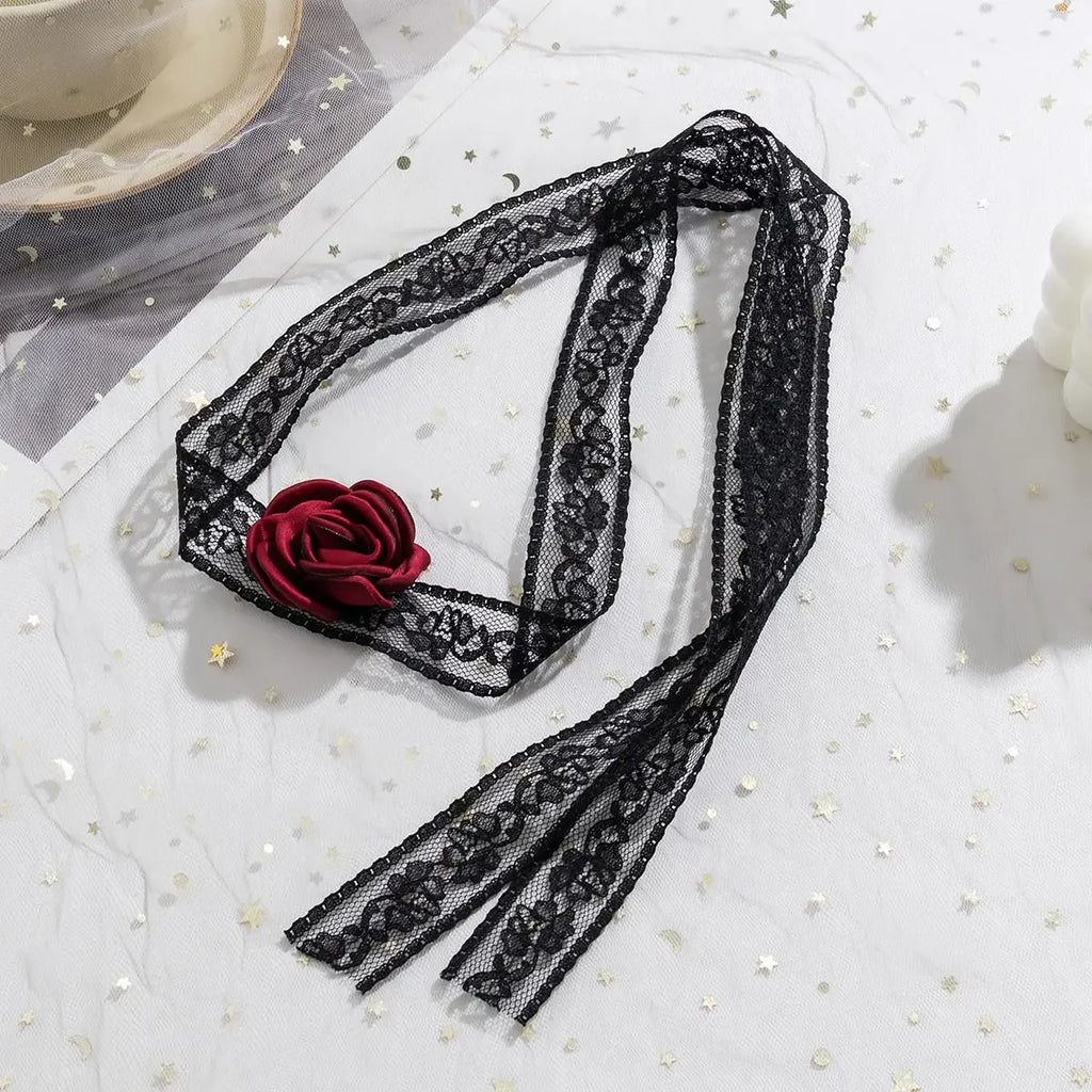 Long Rope with Big Flower Choker Necklace for Women Elegant Lace-up Rope Chain Necklace on Neck 2023 Fashion Jewelry Accessories